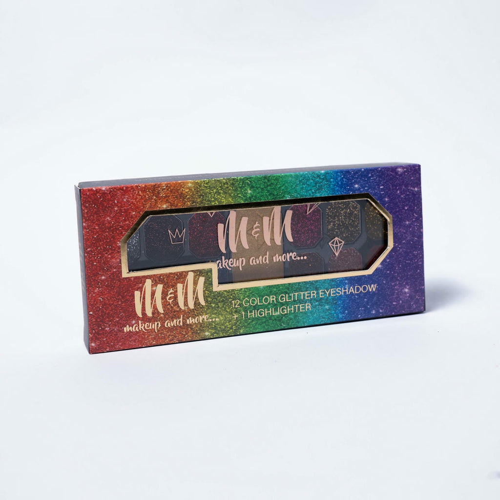 12 Color Glitter Eyeshadow + 1 Highlighter