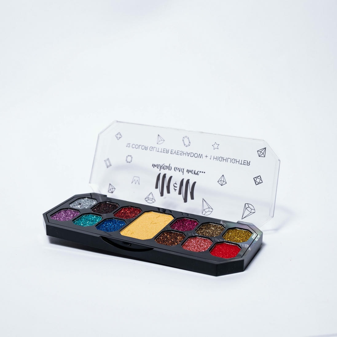 12 Color Glitter Eyeshadow + 1 Highlighter